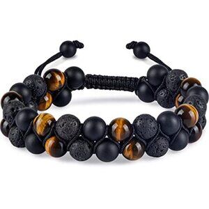 Tiger Eye Black Onyx Lava Rock Bead Bracelet Protection Crystal 8mm